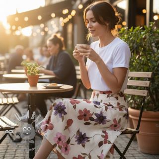 Tessuto di cotone VISCOSE Flowers offwhite digital print