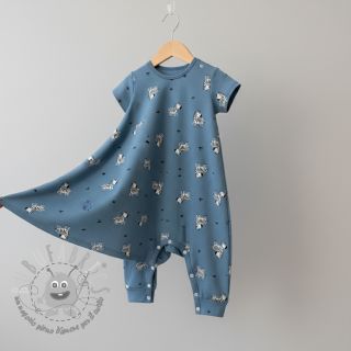 Tessuto di cotone FLANNEL Zebras blue