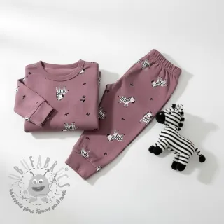 Tessuto di cotone FLANNEL Zebras mauve