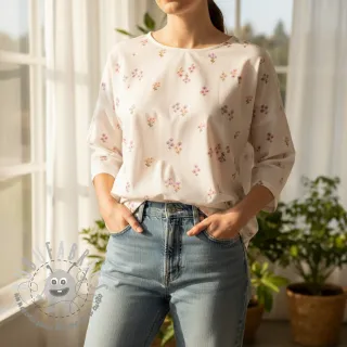 Tessuto di cotone FLANNEL Flowers white