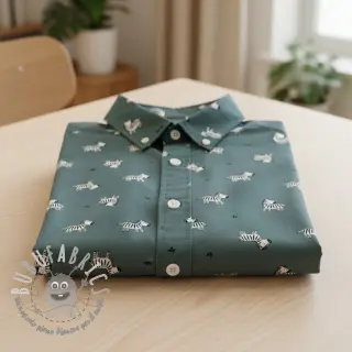 Tessuto di cotone FLANNEL Zebras green