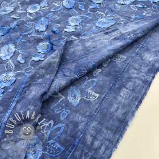 Tessuto di cotone TIE DYE EMBROIDERY Flora design B