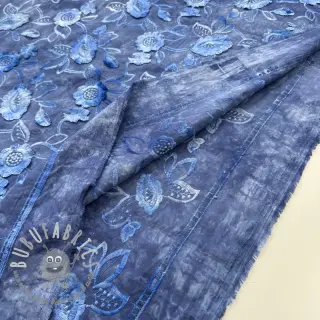 Tessuto di cotone TIE DYE EMBROIDERY Flora design B