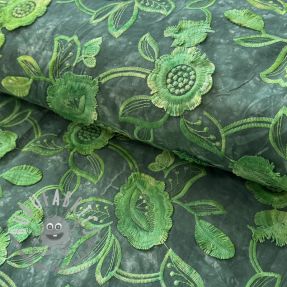 Tessuto di cotone TIE DYE EMBROIDERY Flora design A