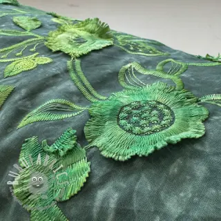 Tessuto di cotone TIE DYE EMBROIDERY Flora design A