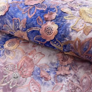 Tessuto di cotone TIE DYE EMBROIDERY Flora design C