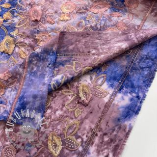 Tessuto di cotone TIE DYE EMBROIDERY Flora design C