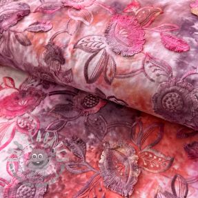 Tessuto di cotone TIE DYE EMBROIDERY Flora design D