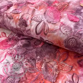 Tessuto di cotone TIE DYE EMBROIDERY Flora design D