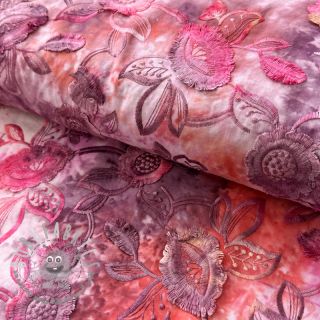 Tessuto di cotone TIE DYE EMBROIDERY Flora design D