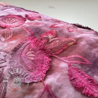 Tessuto di cotone TIE DYE EMBROIDERY Flora design D