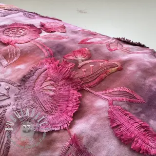 Tessuto di cotone TIE DYE EMBROIDERY Flora design D