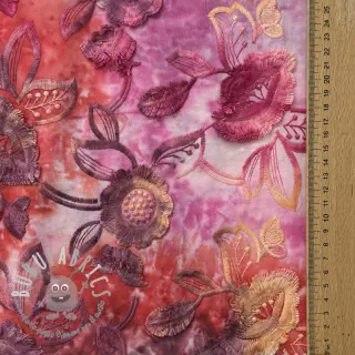 Tessuto di cotone TIE DYE EMBROIDERY Flora design D