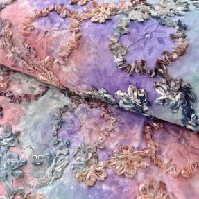 Tessuto di cotone TIE DYE EMBROIDERY Eva tape design C