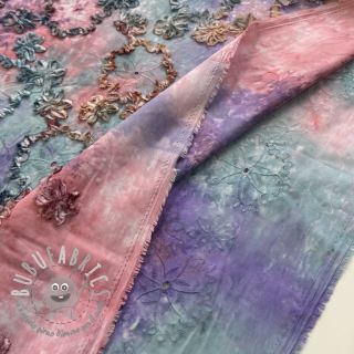 Tessuto di cotone TIE DYE EMBROIDERY Eva tape design C