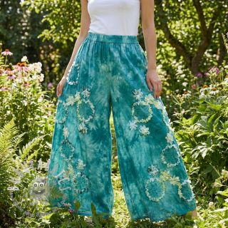 Tessuto di cotone TIE DYE EMBROIDERY Eva tape design B