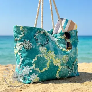 Tessuto di cotone TIE DYE EMBROIDERY Eva tape design B