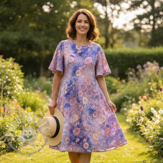 Tessuto di cotone TIE DYE EMBROIDERY Flora design C