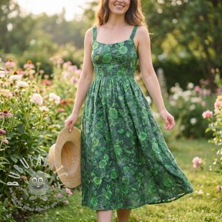 Tessuto di cotone TIE DYE EMBROIDERY Flora design A