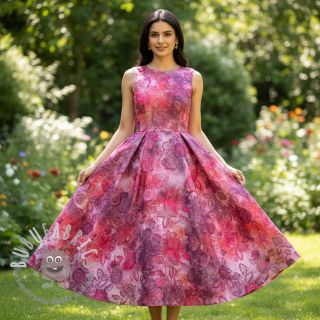 Tessuto di cotone TIE DYE EMBROIDERY Flora design D