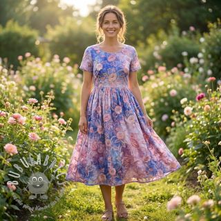 Tessuto di cotone TIE DYE EMBROIDERY Flora design C