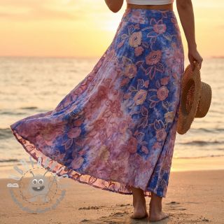 Tessuto di cotone TIE DYE EMBROIDERY Flora design C