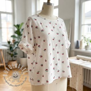 Mussola/Doppia garza Fruits cherry ORGANIC