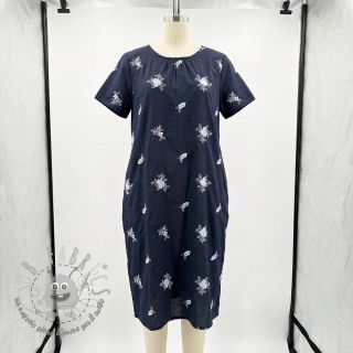 Tessuto di cotone VOILE EMBROIDERY Flowers navy