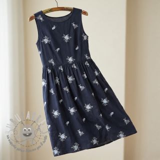 Tessuto di cotone VOILE EMBROIDERY Flowers navy