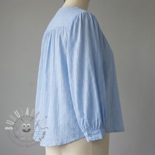 Tessuto di cotone VOILE LUREX Stripes light blue
