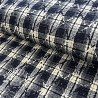 Tessuto di cotone YARN DYED BRUSHED Check EMBROIDERY navy