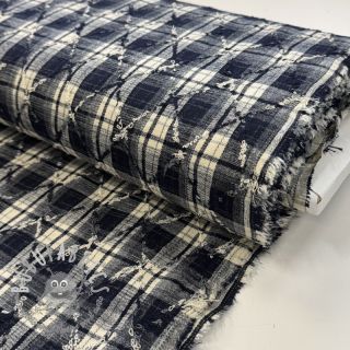 Tessuto di cotone YARN DYED BRUSHED Check EMBROIDERY navy