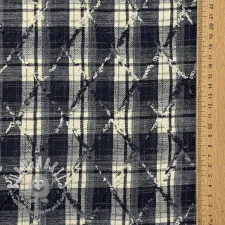 Tessuto di cotone YARN DYED BRUSHED Check EMBROIDERY navy