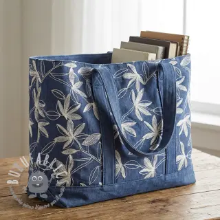Tessuto di cotone JEANS Embroidery Flowers white