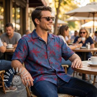 Tessuto di cotone JEANS Embroidery Flowers burgundy