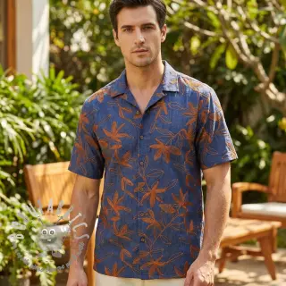 Tessuto di cotone JEANS Embroidery Flowers camel