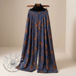 Tessuto di cotone JEANS Embroidery Flowers camel