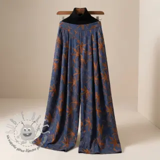 Tessuto di cotone JEANS Embroidery Flowers camel