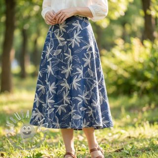 Tessuto di cotone JEANS Embroidery Flowers white