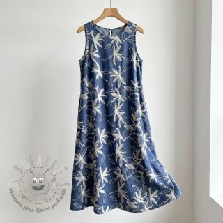 Tessuto di cotone JEANS Embroidery Flowers white