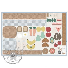 Tessuto di cotone Farmers market PANEL digital print