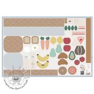 Tessuto di cotone Farmers market PANEL digital print