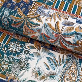 Tessuto decorativo jacquard Basmati allover bleu