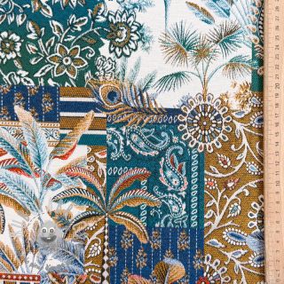 Tessuto decorativo jacquard Basmati allover bleu