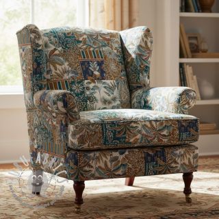 Tessuto decorativo jacquard Basmati allover bleu