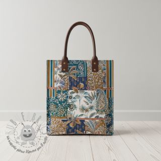 Tessuto decorativo jacquard Basmati allover bleu
