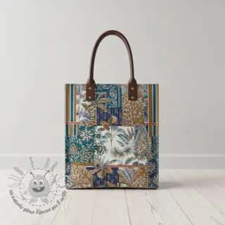 Tessuto decorativo jacquard Basmati allover bleu