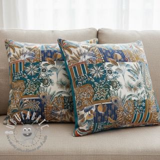 Tessuto decorativo jacquard Basmati allover bleu
