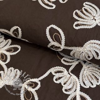 Tessuto di cotone EMBROIDERY Loom En Light brown