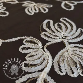Tessuto di cotone EMBROIDERY Loom En Light brown